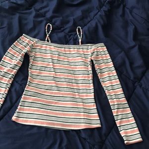 Off the shoulder, long sleeve shirt